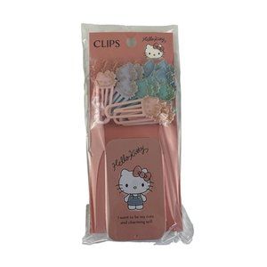 Sanrio Hello Kitty Paper Clip Set w/Container Pastel Kawaii Smoky Pink NEW
